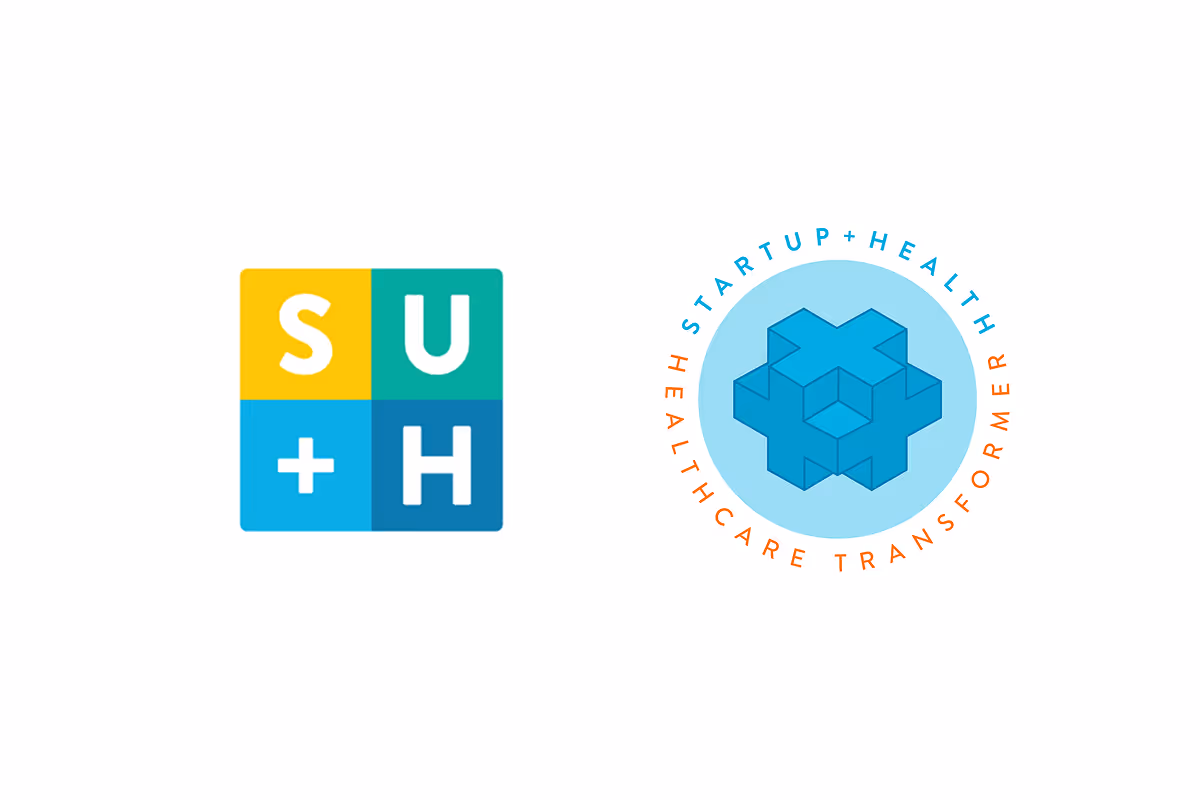The StartUp Health “SU+H” monogram and the round Healthcare Transformer badge